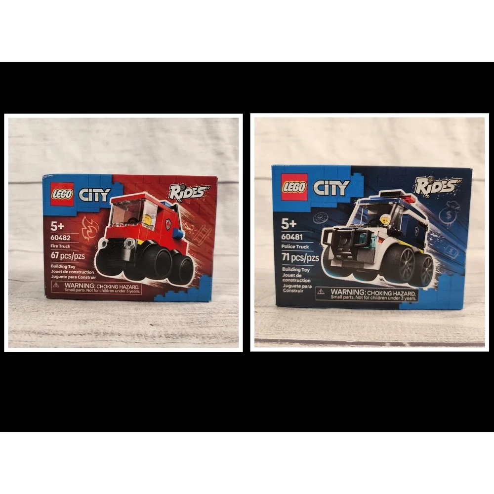 LEGO City Fire Truck 60482 and Police Truck 60481 Great Vehicles Set Bundle New